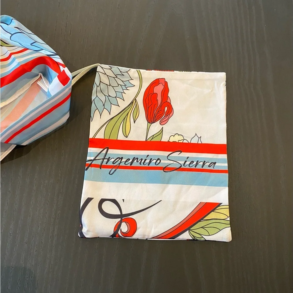 Argemiro Sierra Floral Print Face Mask Silky Bandana New